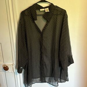 Sheer polka dot button-down top by Whites stag size 2628